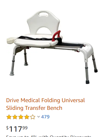 Drive Transfer Bench with Sliding Seat & Fold-up Legs